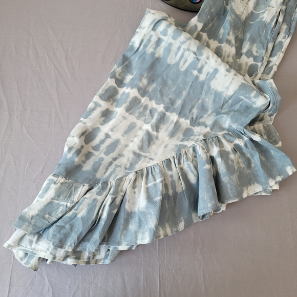 JAPNA Light Blue Tie-Dye Wide Ruffle Leg Jumpsuit - Picture 11 of 13